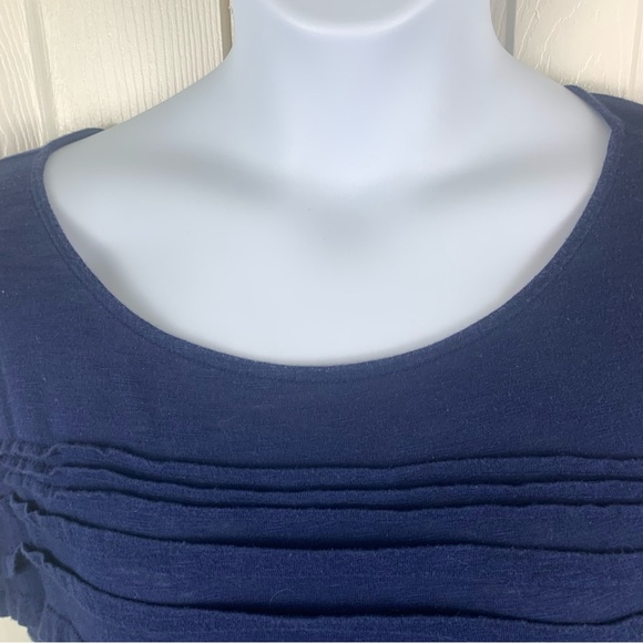 Liz Claiborne Women Short Sleeve Cotton Modal Blend Navy Blue Top Size 1x Casual - Picture 3 of 8